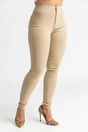 $15.99 Super Swank High Waist Stretchy Jeans - Khaki