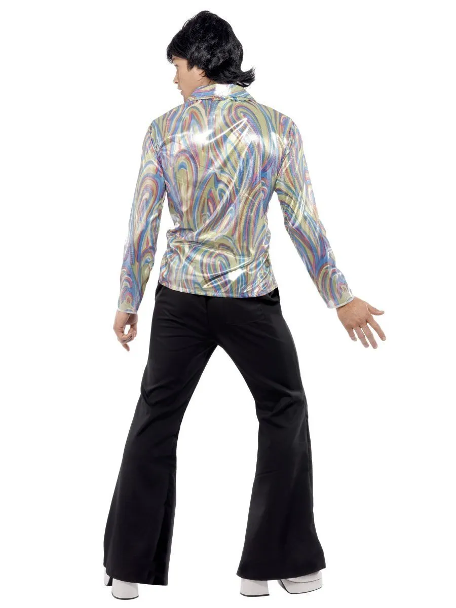 1970's Retro Costume with Psychedelic Pattern Shirt and Flares