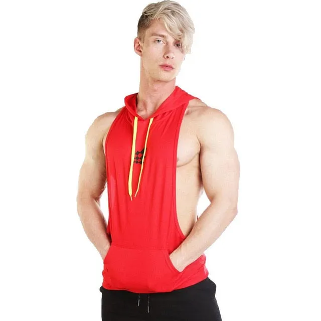 2019 Summer Mesh Breathable Brand Mens Print Gyms Stringers Vest Bodybuilding Clothing Fitness Man Hooded Tanks Tops