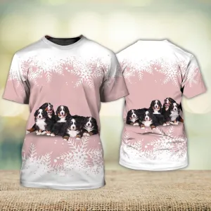 3D Dog T Shirts, Adorable Bernese Mountain Puppies All Over Print T-Shirt, Gift For Pet Loves