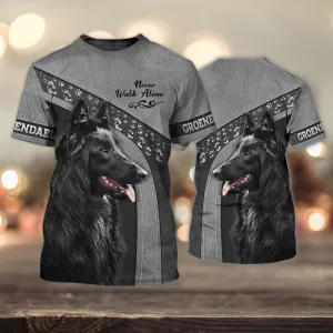 3D Dog T Shirts, Belgian Shepherd Groenendael Love Never Walk Alone All Over Print T-Shirt, Gift For Pet Loves