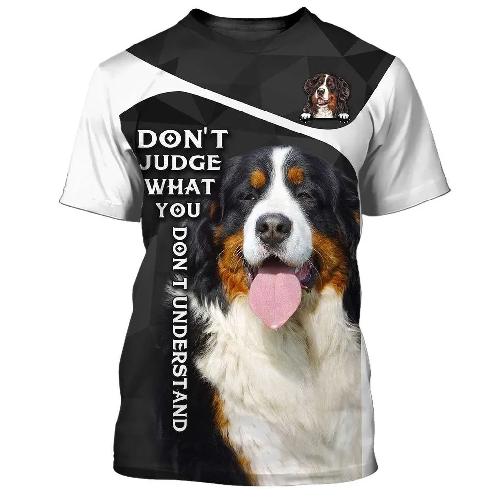 3D Dog T Shirts, Bernese Mountain Dog All Over Print T-Shirt, Gift For Pet Loves