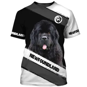 3D Dog T Shirts, Black Newfoundland Dog All Over Print T-Shirt, Gift For Pet Loves