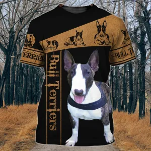 3D Dog T Shirts, Bull Terriers All Over Print T-Shirt, Gift For Pet Loves