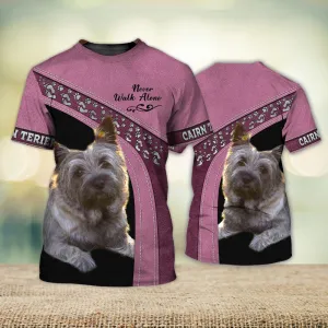 3D Dog T Shirts, Cairn Terier Love Never Walk Alone All Over Print T-Shirt, Gift For Pet Loves