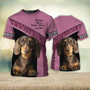 3D Dog T Shirts, Dachshund Chocolate Love Never Walk Alone All Over Print T-Shirt, Gift For Pet Loves