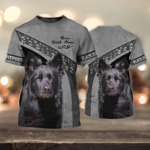 3D Dog T Shirts, Dutch Shepherd leader Grey Never Walk Alone All Over Print T-Shirt, Gift For Pet Loves