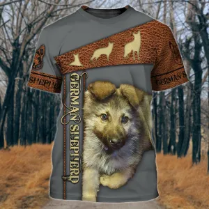 3D Dog T Shirts, German Shepherd Gray All Over Print T-Shirt, Gift For Pet Loves