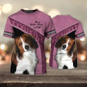 3D Dog T Shirts, Kooikerhondje Love Never Walk Alone All Over Print T-Shirt, Gift For Pet Loves