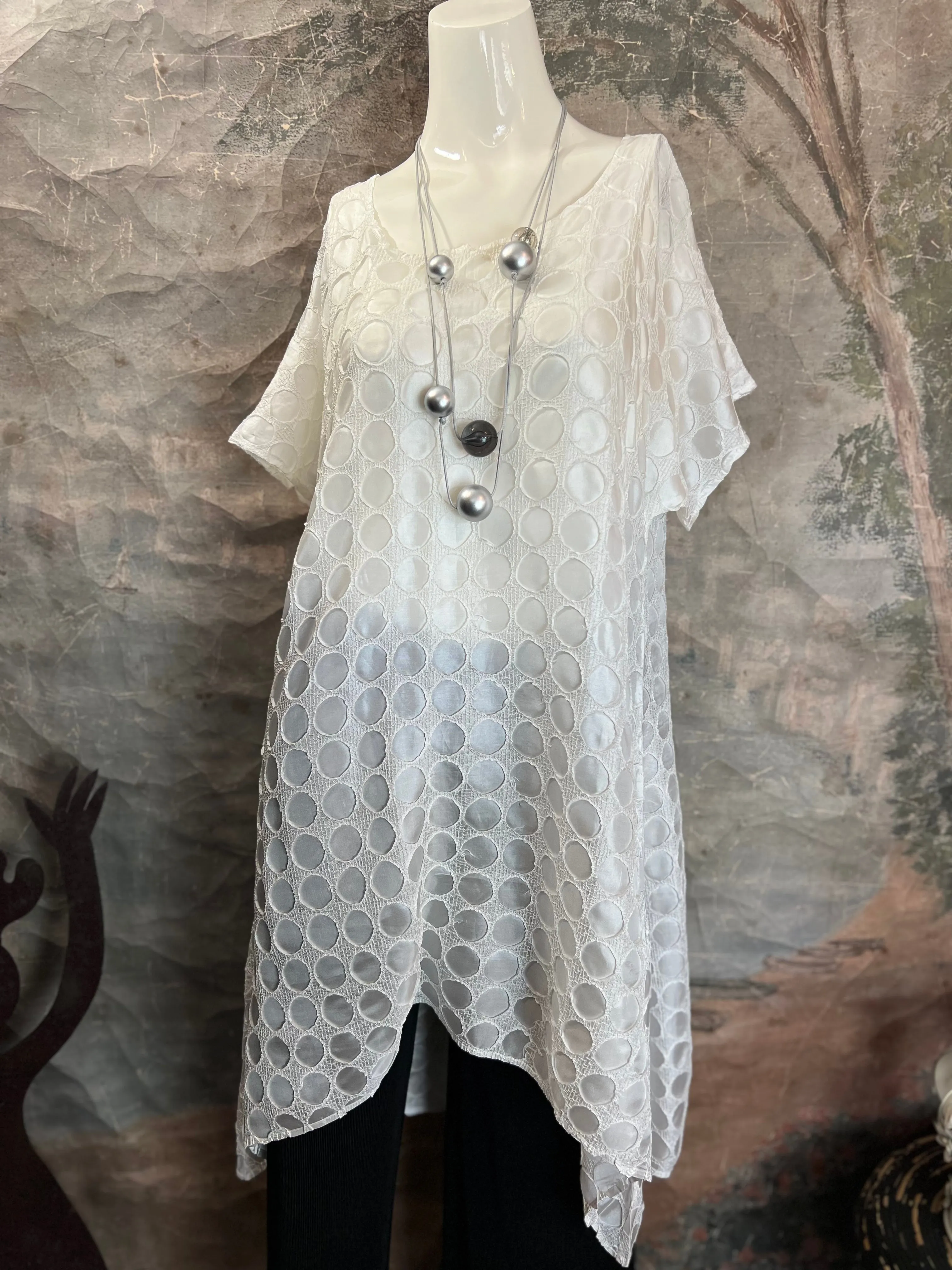 AD1040 Orbit Shirt Dress-Ivory