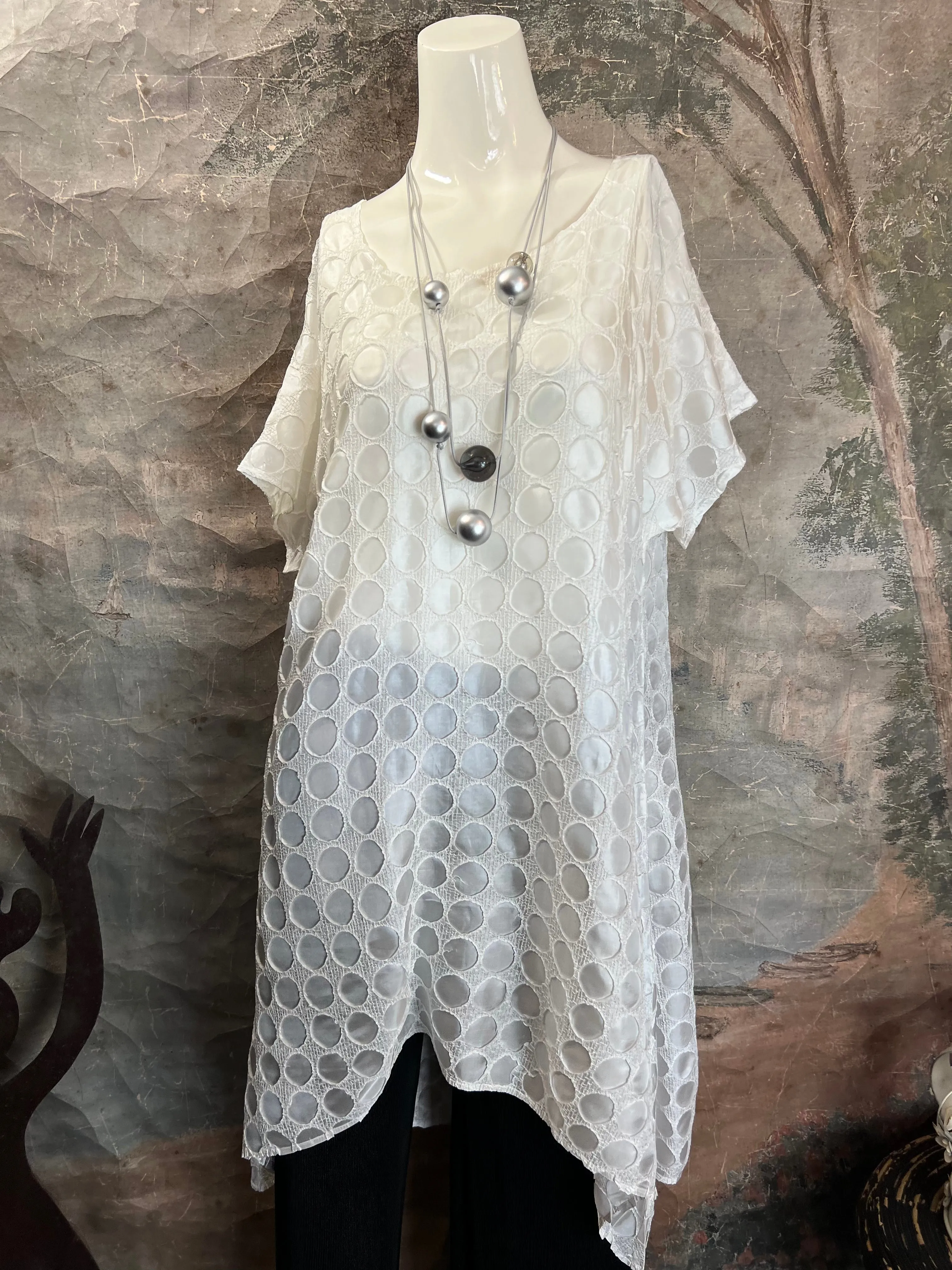 AD1040 Orbit Shirt Dress-Ivory