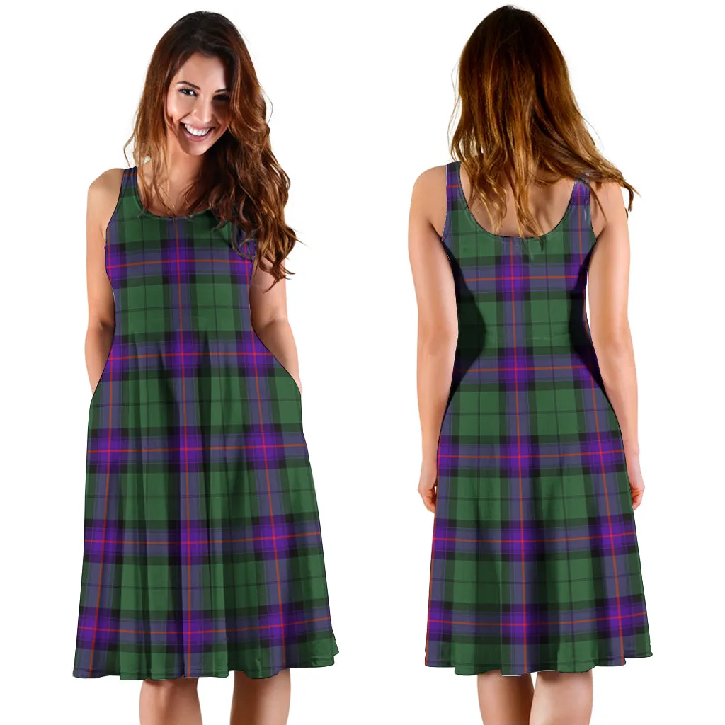 Armstrong Modern Tartan Sleeveless Midi Womens Dress