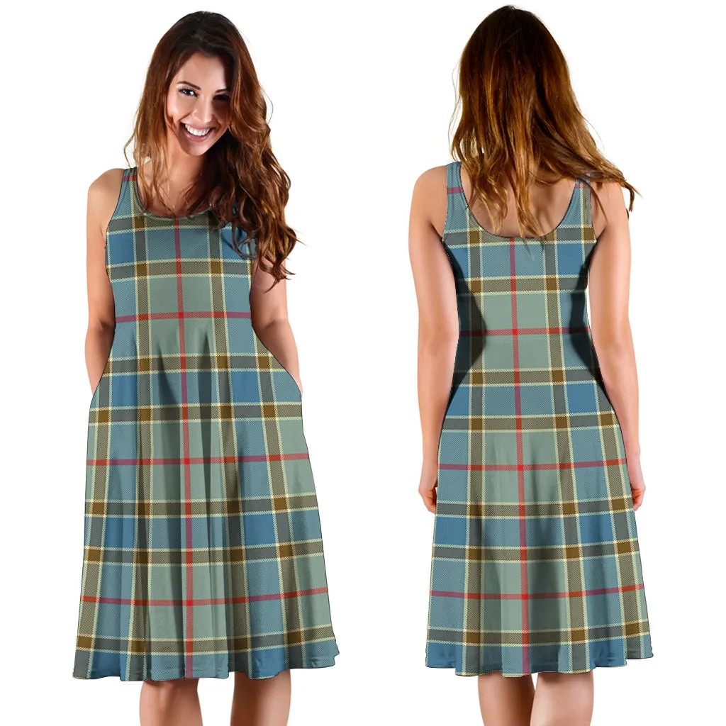 Balfour Blue Tartan Sleeveless Midi Womens Dress