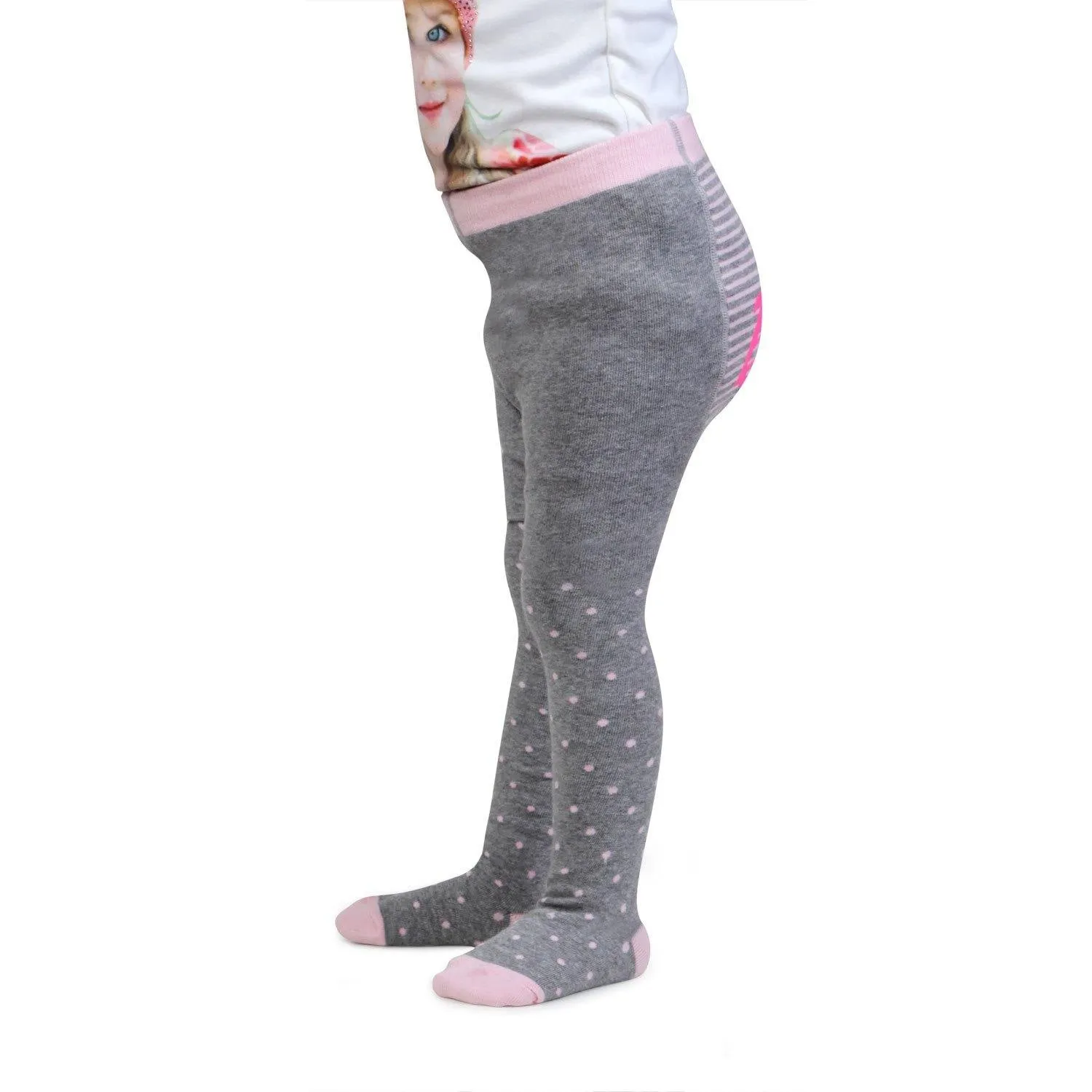 Barbie Cute Prints Knitted Tights for Baby Girls - Light Grey