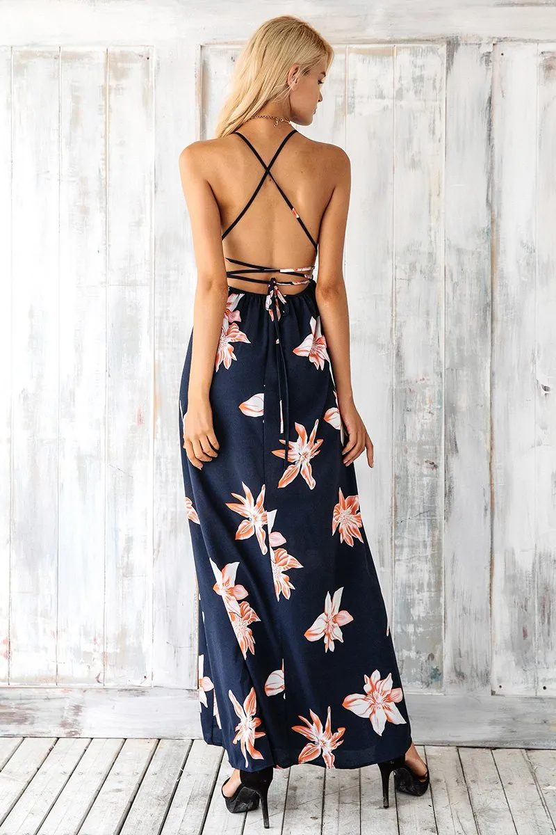 Boho Deep V-Neck Sleeveless Maxi Dress