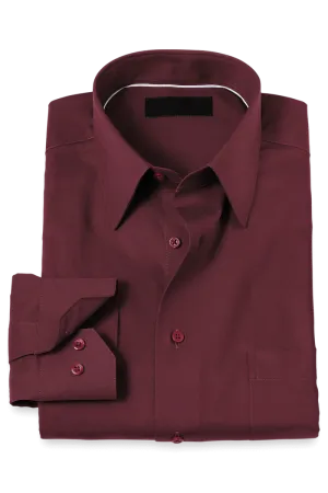 Burgundy Cotton Twill Spread Collar Shirt