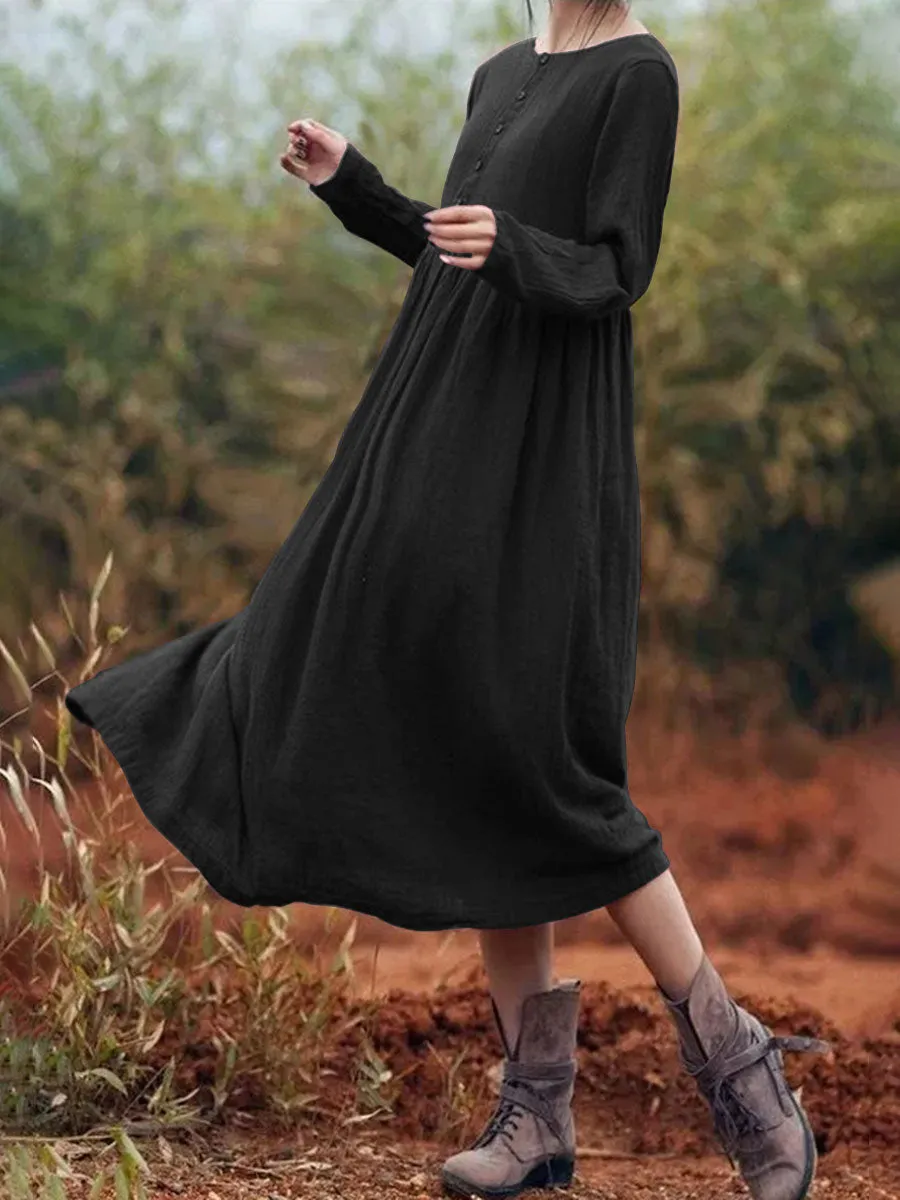 Casual And Comfortable Round Neck Long Sleeve Dress