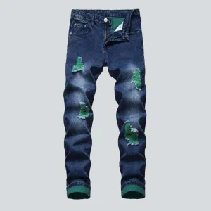 Color ripped men's jeans