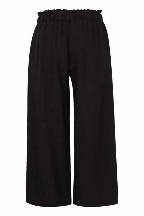 Fransa Cropped Wide Leg Trousers Black