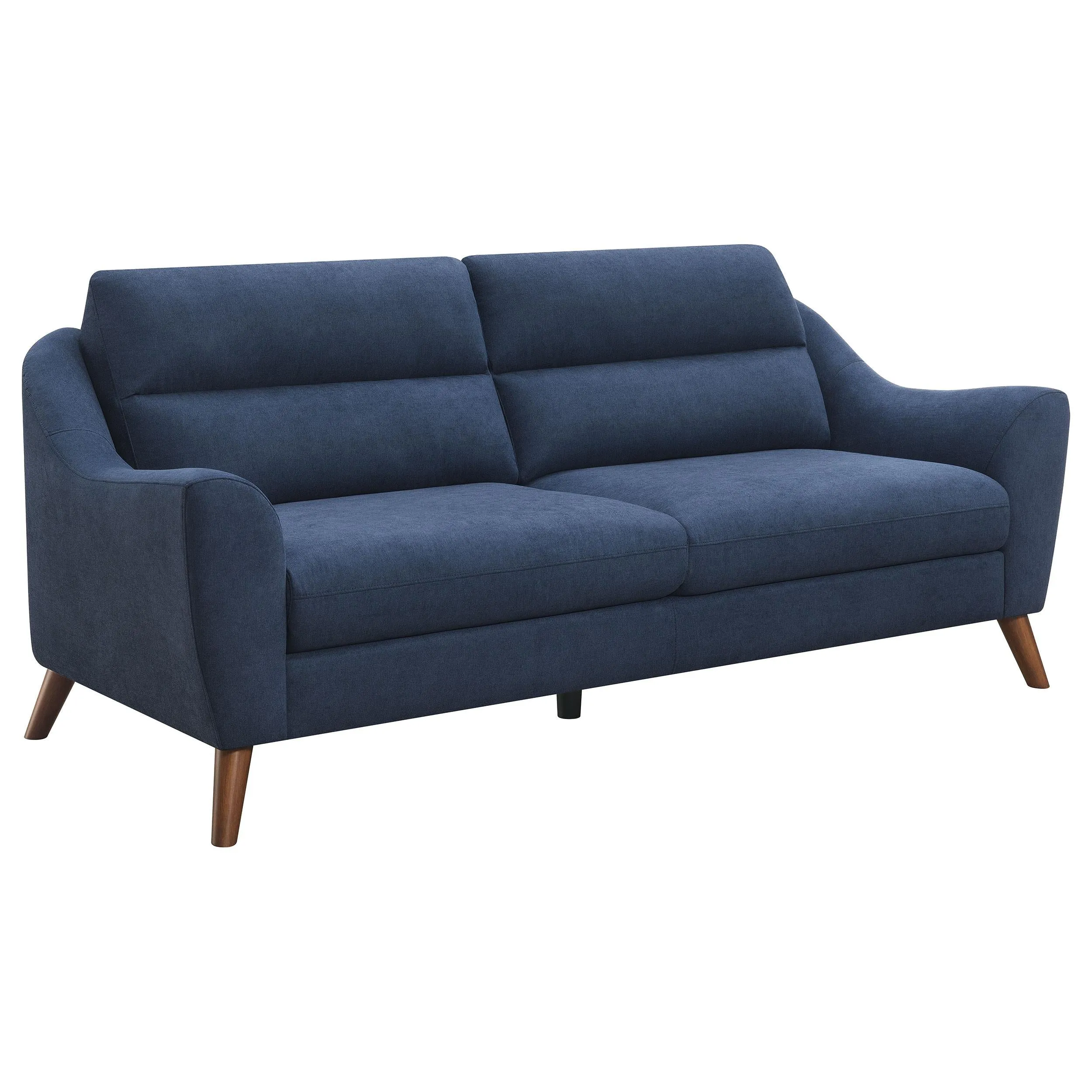 Gano Sloped Arm Upholstered Sofa Navy Blue