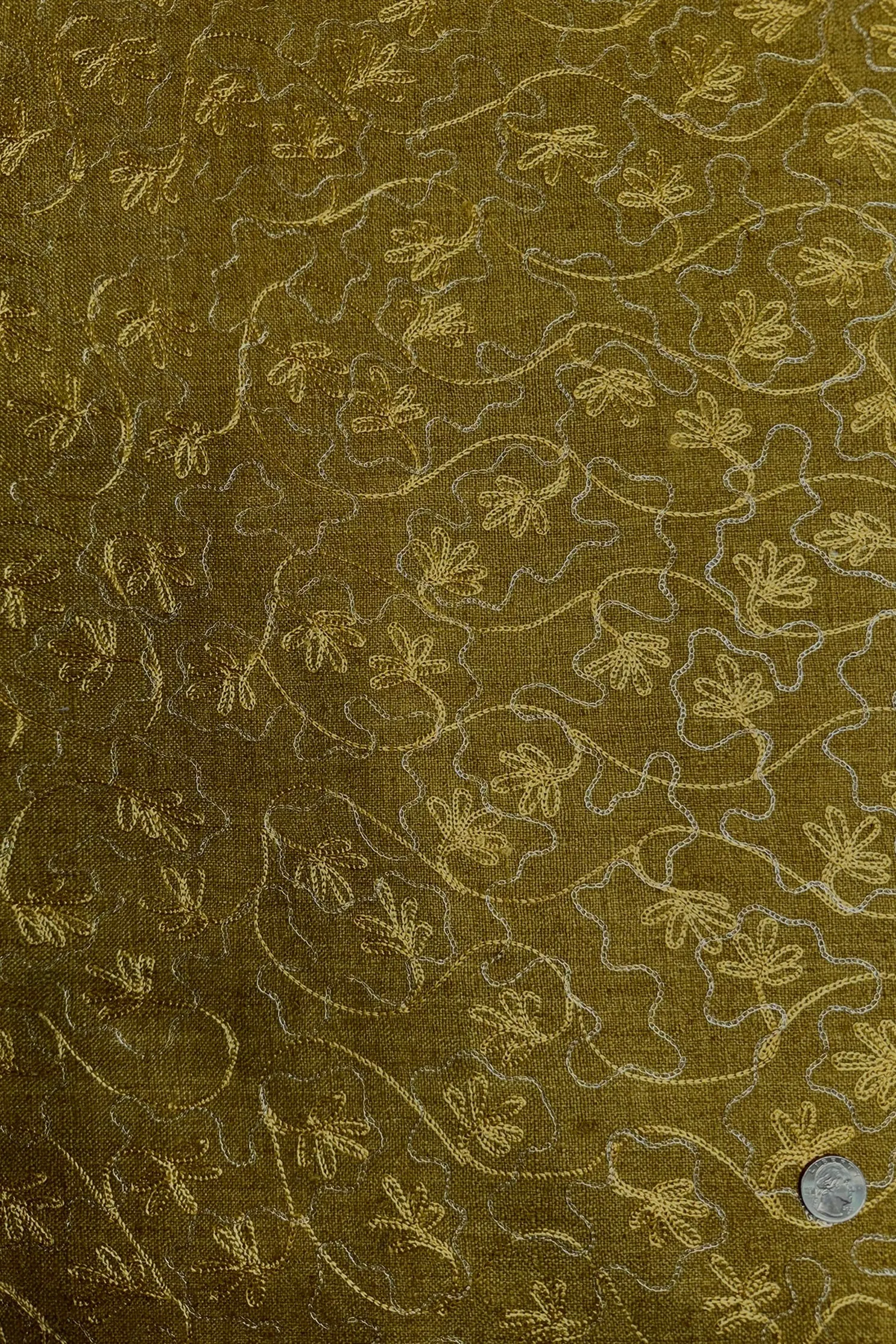 Gold Embroidered Silk Linen MEMT-010-3