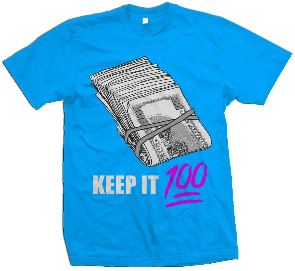 Keep It 100 - Laser Fuchsia Pink on Turquoise T-Shirt