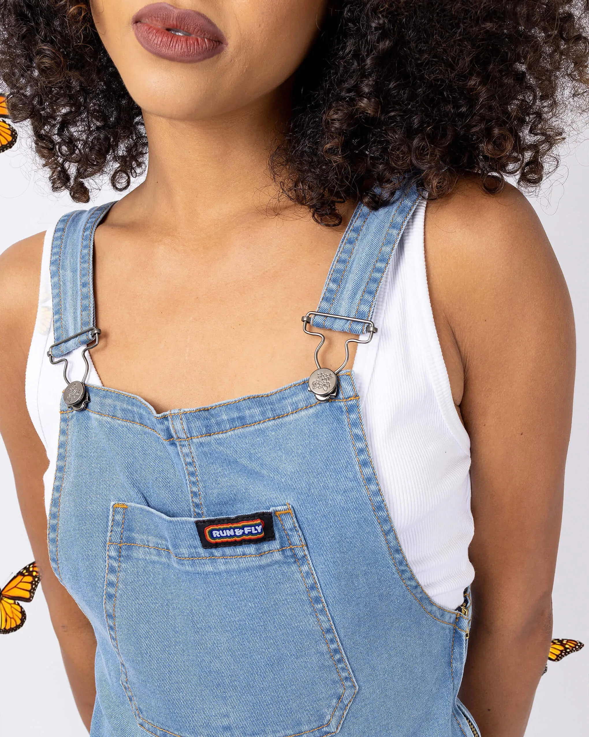 Light Blue Denim Stretch Skinny Flared Dungarees