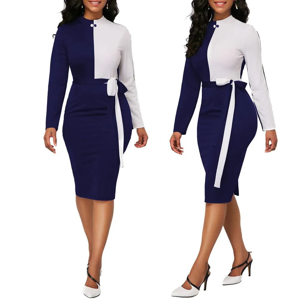 Long Sleeve Office Wear Bodycon Mini Dress