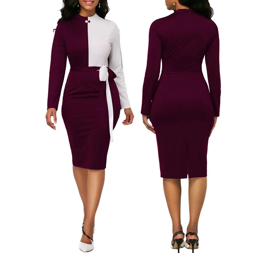 Long Sleeve Office Wear Bodycon Mini Dress