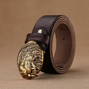 Men's Tiger Antique Plate Buckle Leather Belt