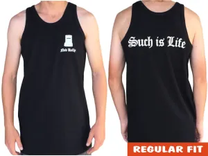 Ned Kelly Such is Life Double Sided Mens Singlet (White on Black)