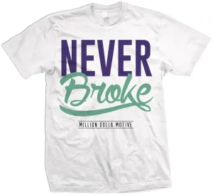 Never Broke - New Emerald/Purple on White T-Shirt