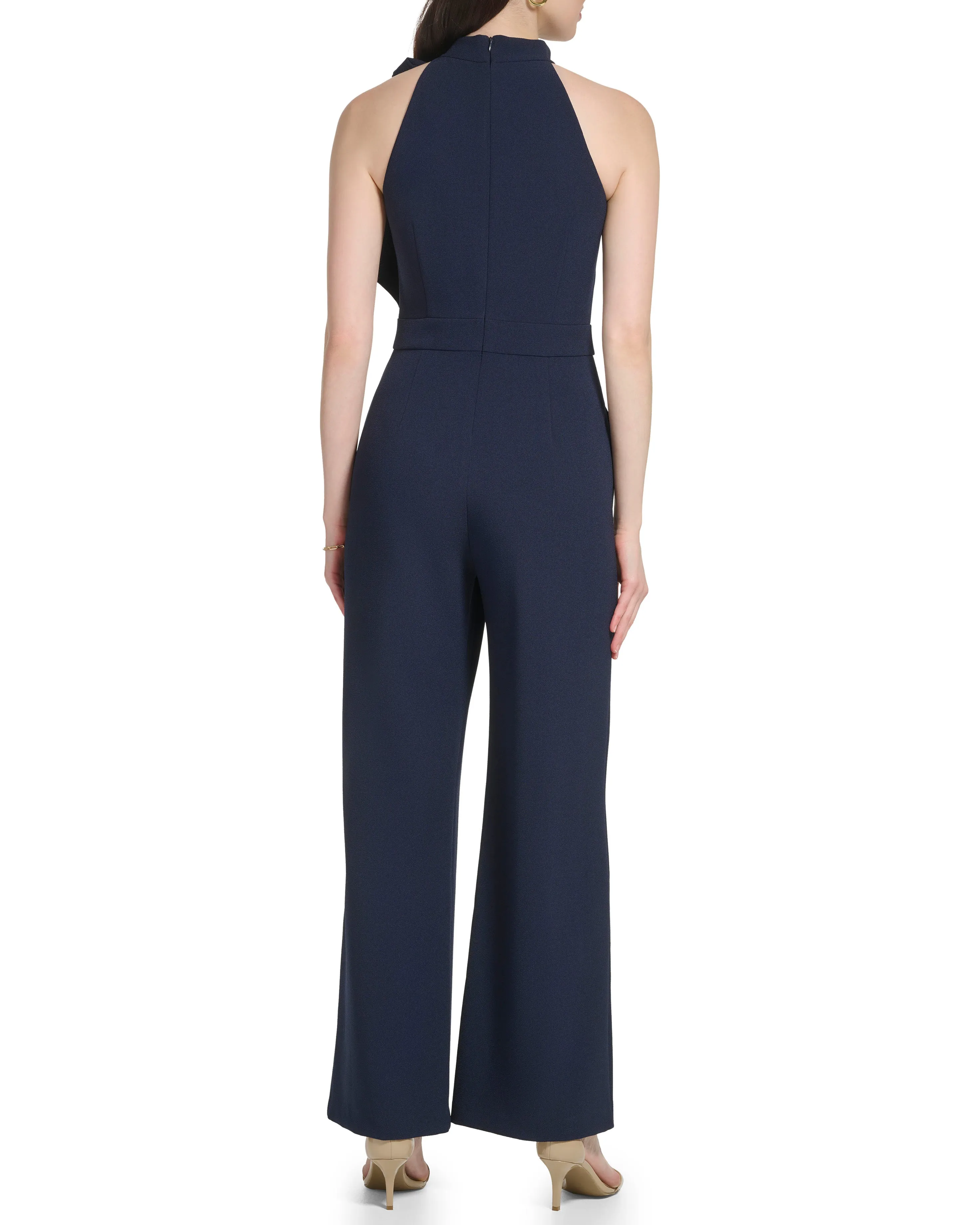 Petite Bow-Neck Sleeveless Jumpsuit