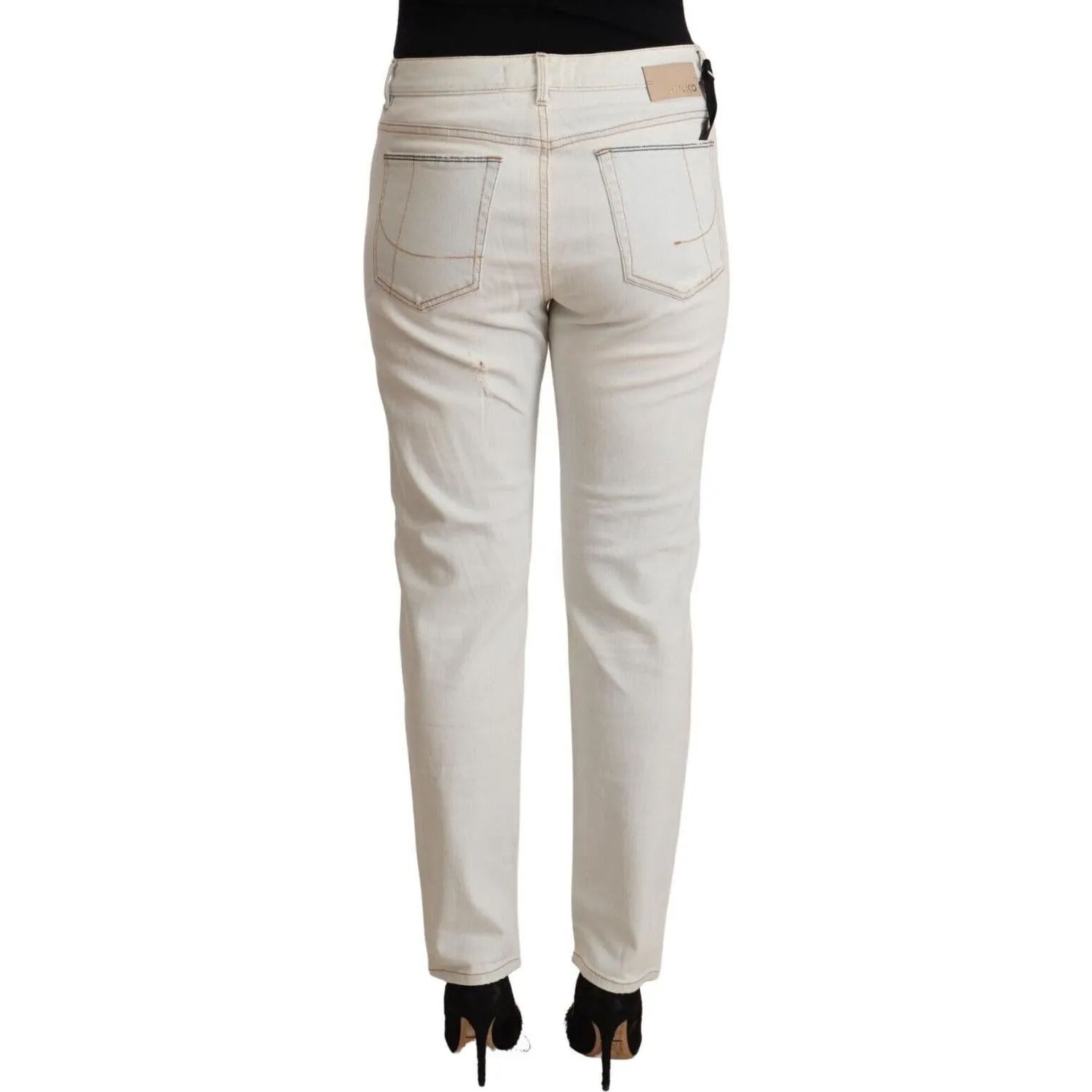 PINKO White Mid Waist Skinny Denim Jeans