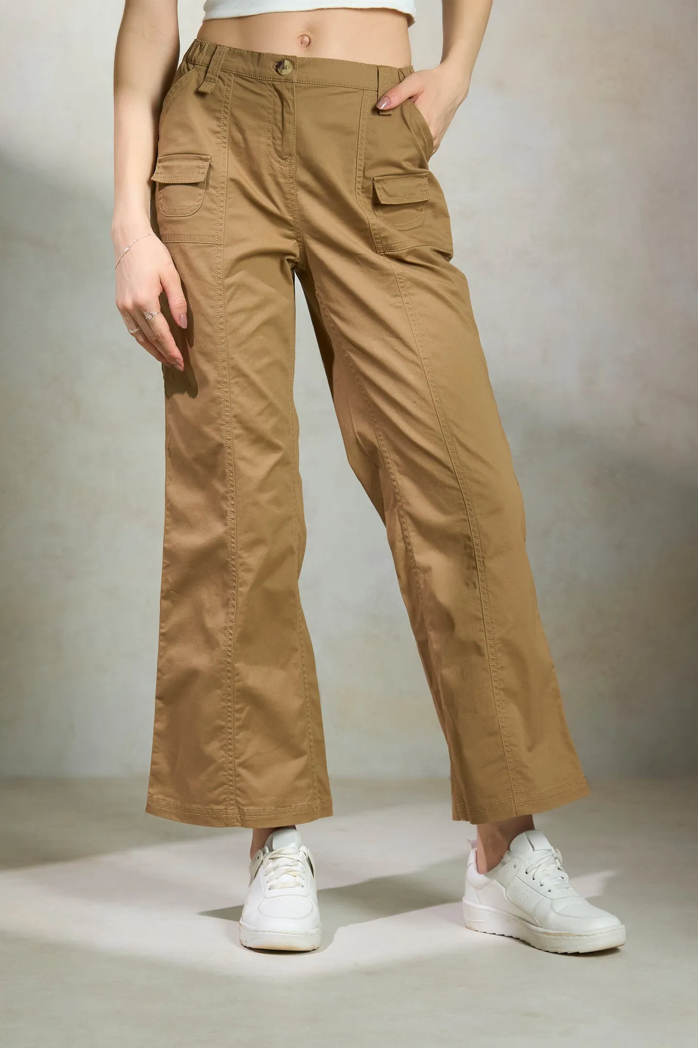 Renee|Canvas Cargo Trousers