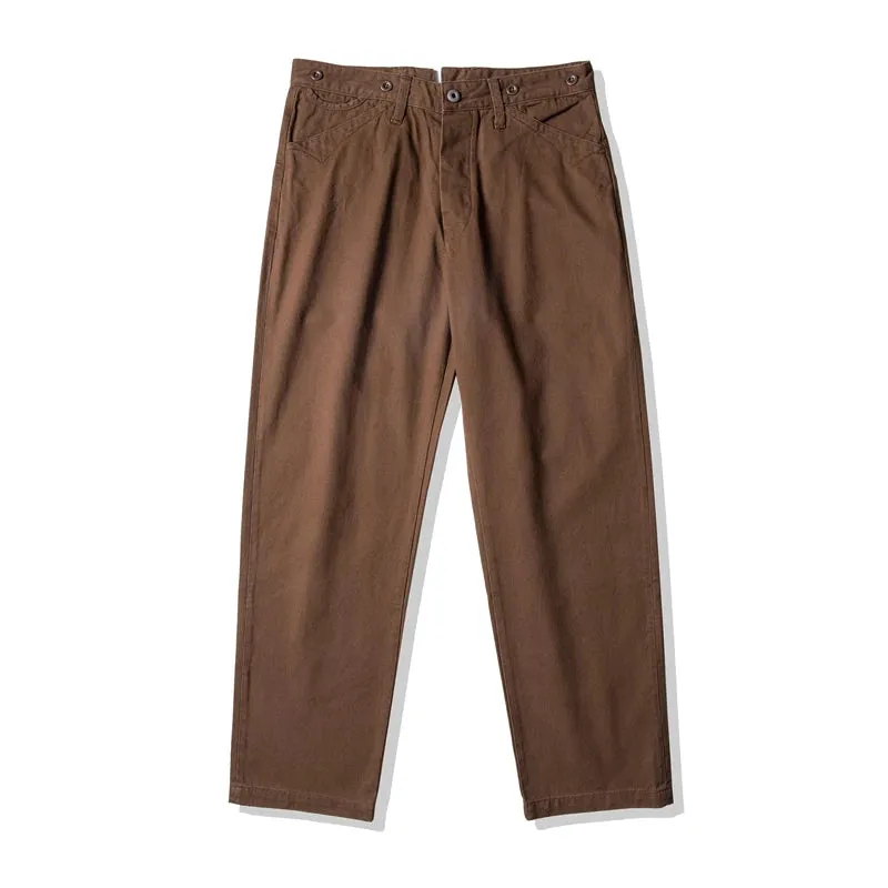 Retro Casual Chino Vintage Men Pants High Rise Straight Leg Trousers