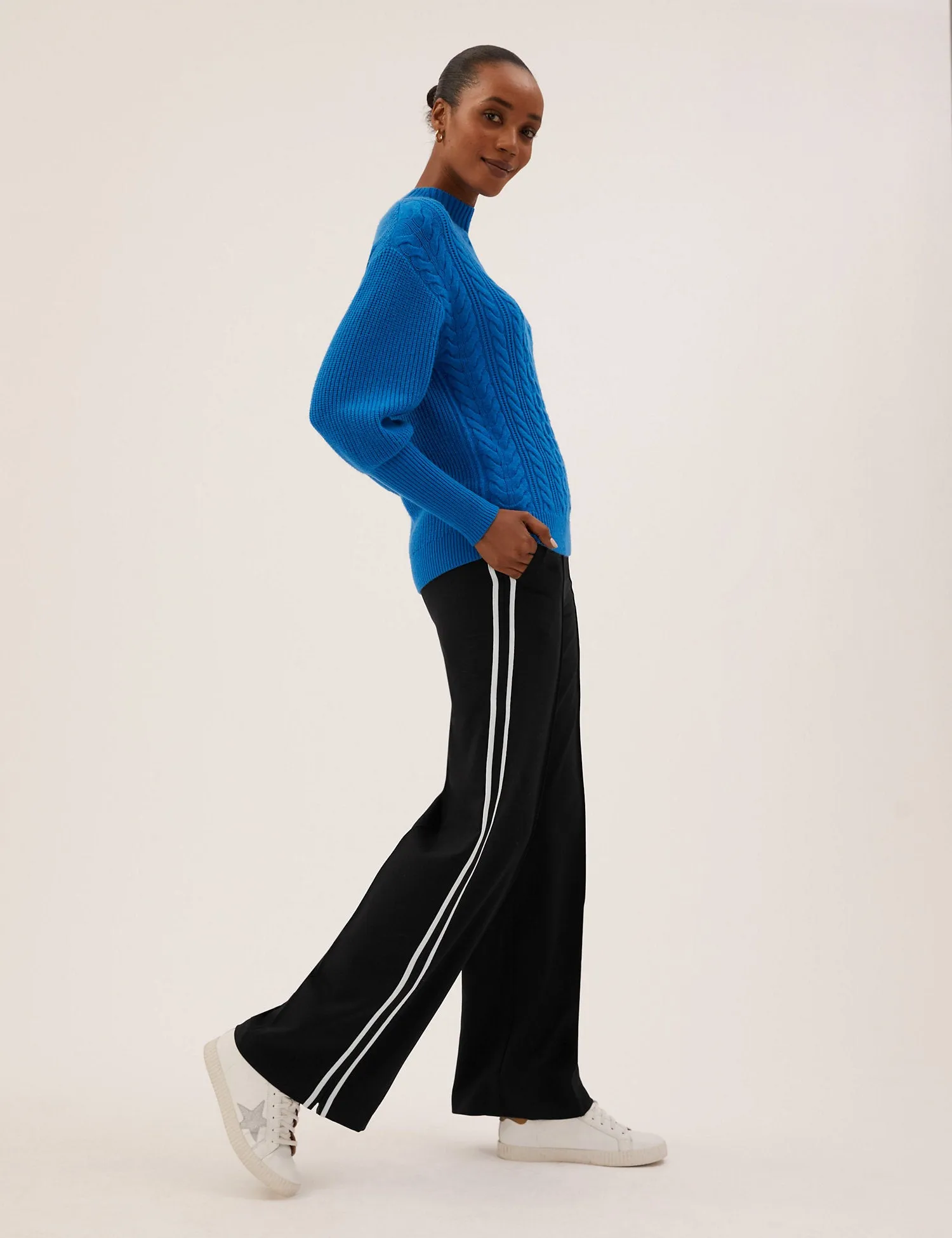 Side Stripe Wide Leg Trousers