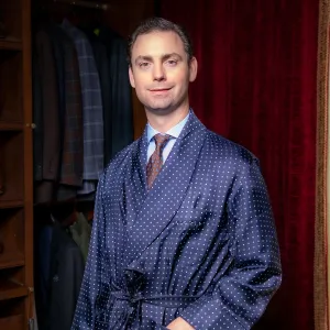 Sovereign Grade Navy London Dot Dressing Gown