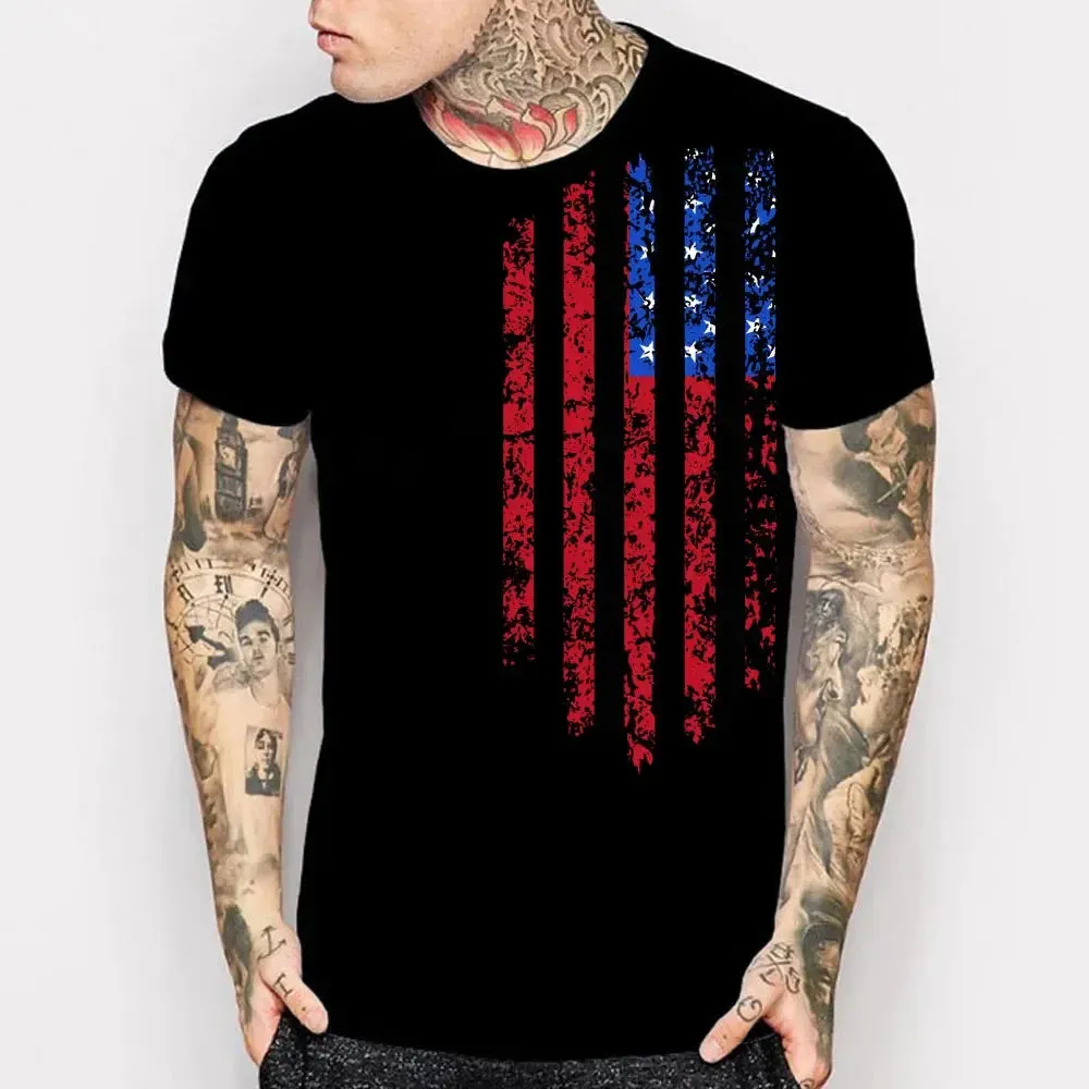 United States Vintage Flag New Mens Black T-Shirts Men's Usa Size T Shirt Custom Your Country Flag Tops