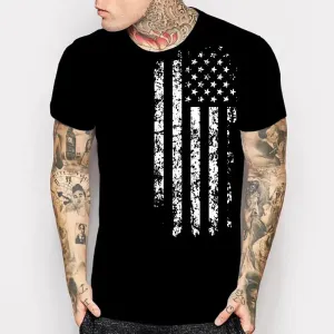 United States Vintage Flag New Mens Black T-Shirts Men's Usa Size T Shirt Custom Your Country Flag Tops