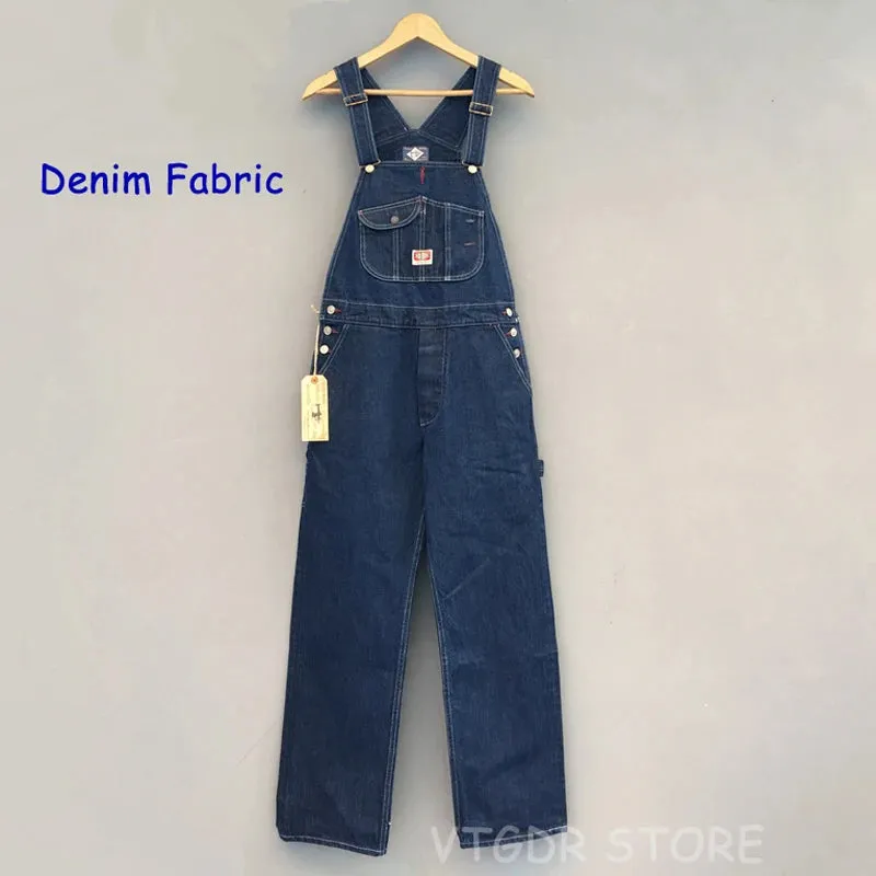 Vintage Wabash Striped Overalls with High Back Denim Pants