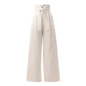 White High Waist Long Wide Leg Trousers