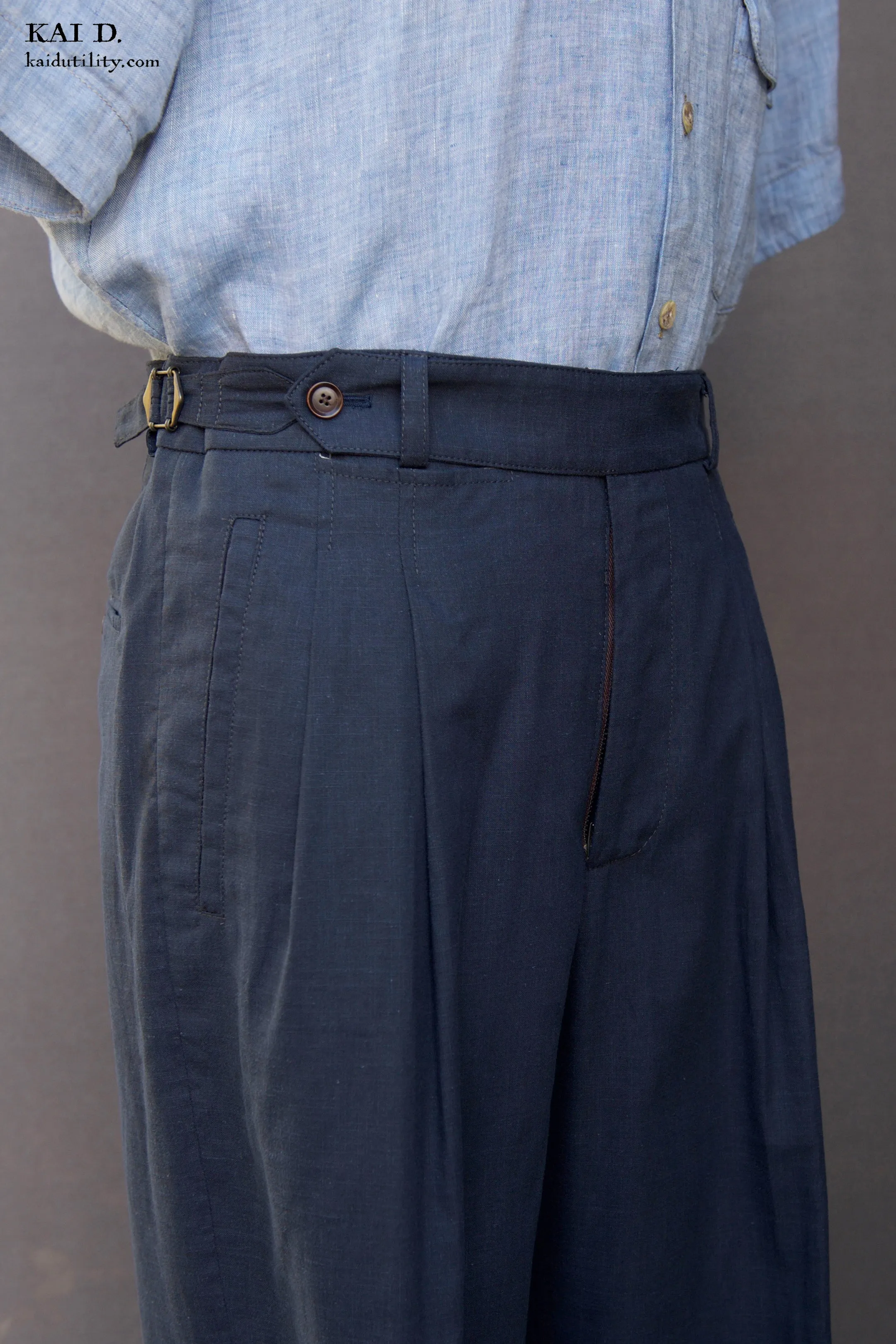 Wide Leg Matisse Pants - Cool Touch Cotton Linen - Blue - 32, 34