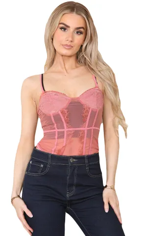 Women Lace Strap Bodysuit